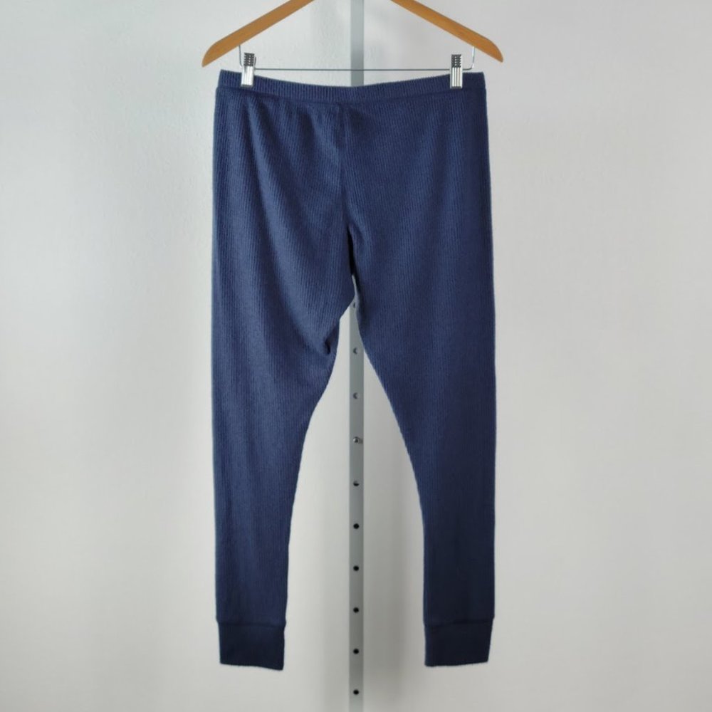 FREE PRESS rib knit pajamas pants blue Sz L - Picture 3 of 5